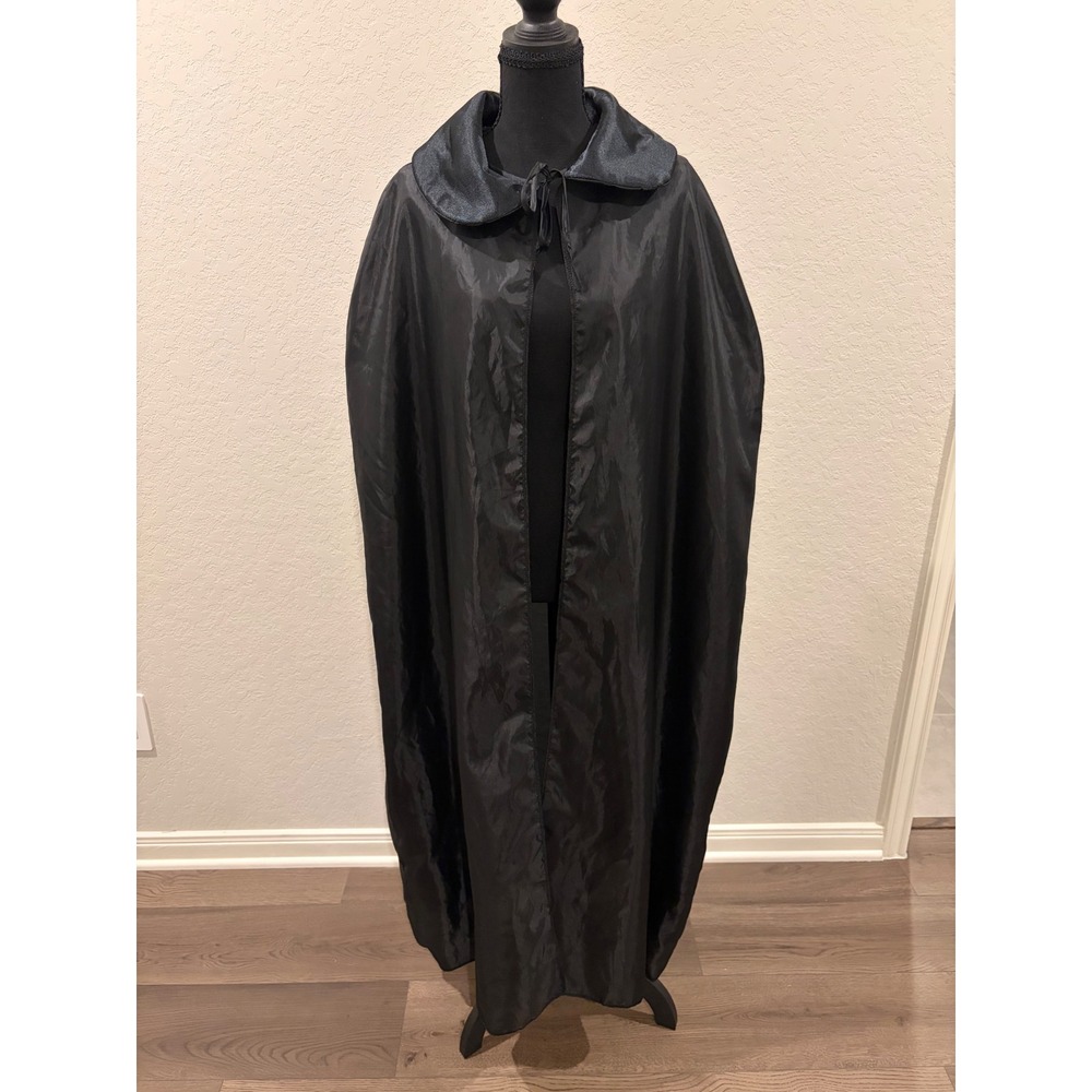 Black Full Length Costume Cape with Collar Halloween Cosplay Vampire Witch